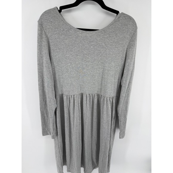 Riyiper Dresses & Skirts - Riyiper Babydoll Dress Womens L Gray Jersey Long Sleeve Empire Waist Minimalist